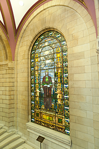 interior view of the courthouse and stained glass window